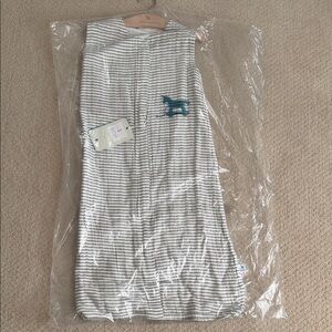 Little Unicorn-Striped Baby Sleep Sack with Teal Horse Embroidery